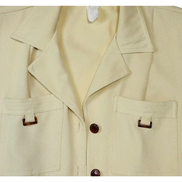 Vintage Cache Jumpsuit Dressy Pale Yellow Short Sleeve Belted Career Retro Sz 6 - Picture 7 of 11